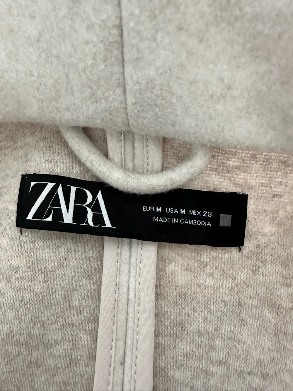 Zara Cream Hooded Wrap Coat with Self-Tie Belt, size medium - Picture 7 of 17